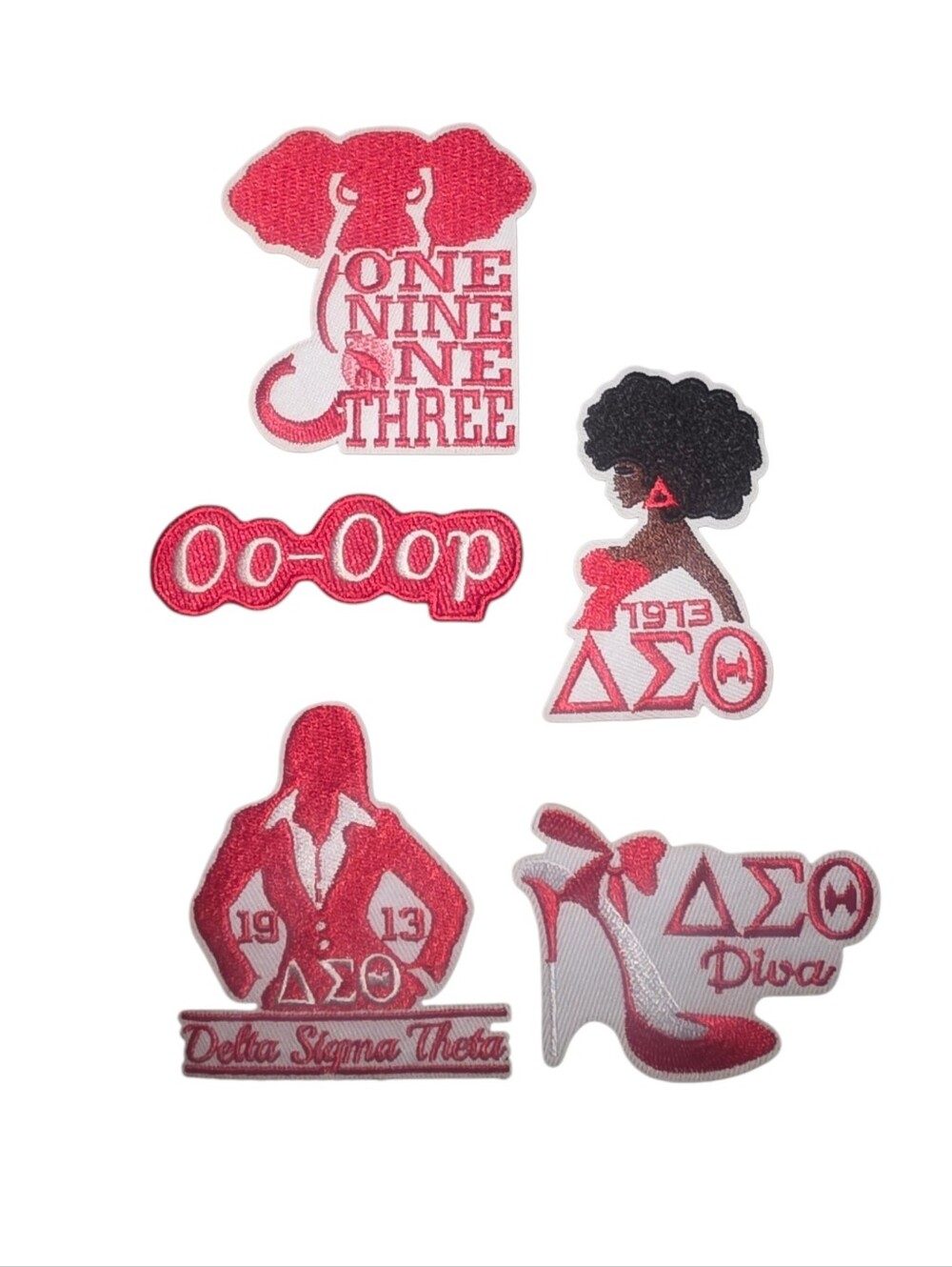 Delta Sigma Theta Sorority Embroidered Crest and Letters Patch Set 5pc